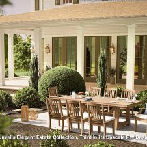 Outdoor furniture boasts simple lines
